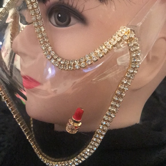 Blinged out Clear Face Mask - Picture 2 of 3